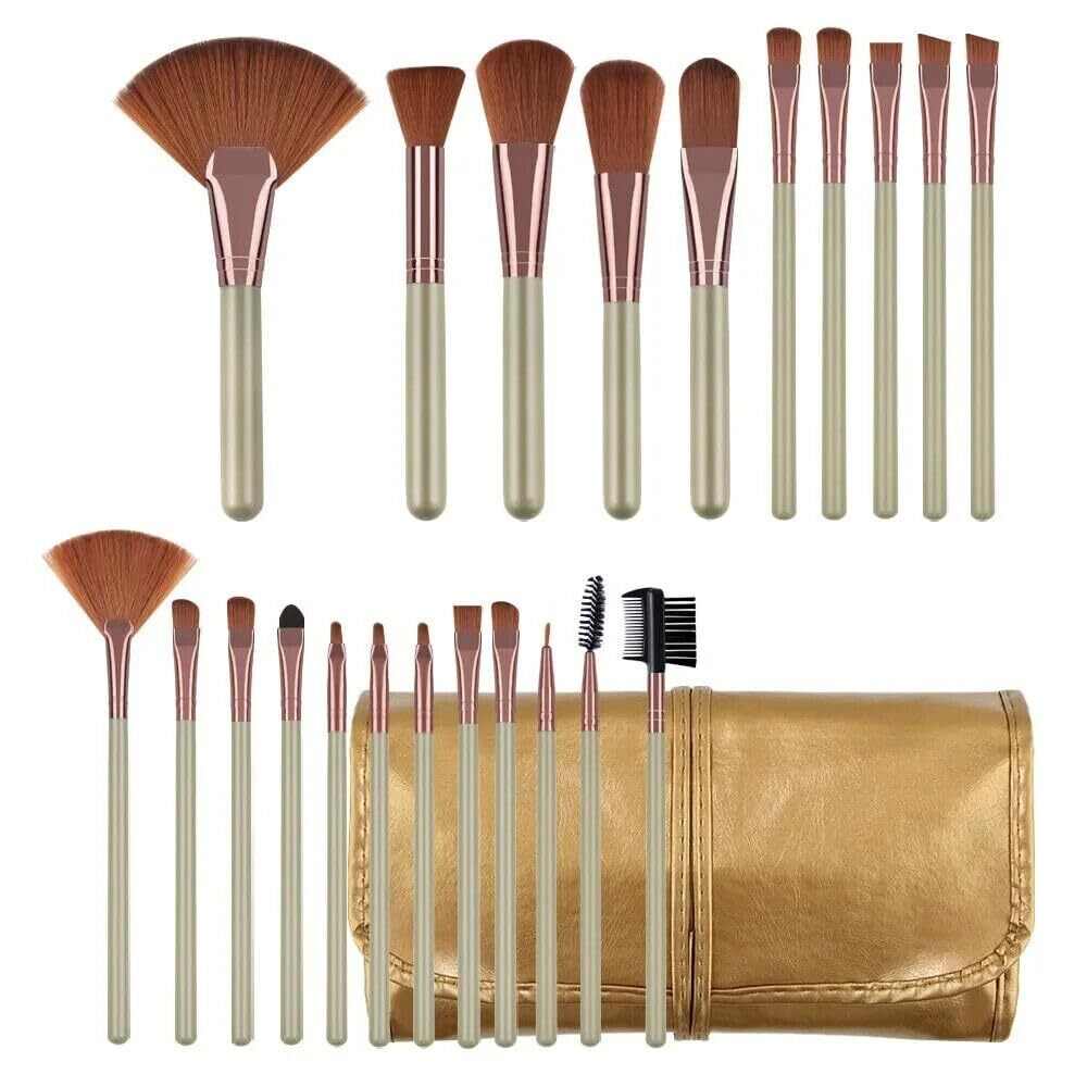 22Pcs Professional Makeup Brush Set with Case - Powder, Foundation, Eyebrow & Blush Brushes