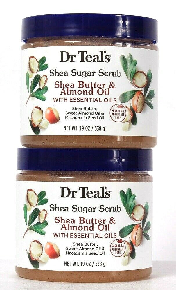 Shea Butter & Almond Oil Sugar Scrub with Essential Oils - 2 Pack, 19 Oz Each
