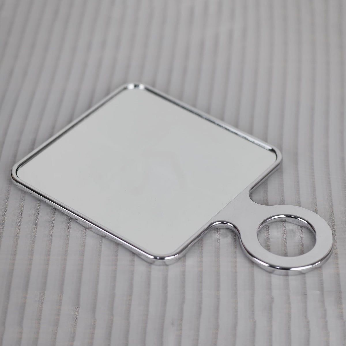 Square Handheld Mirror with Handle - Silver Makeup Mirror 6.5x4 Inch