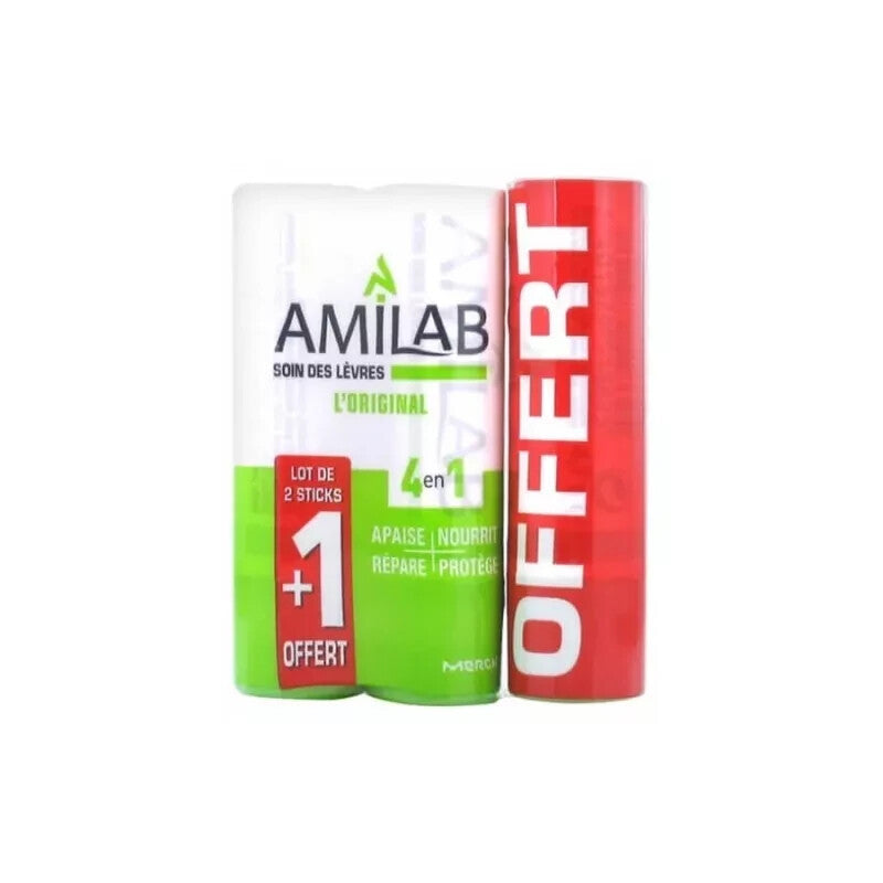 Lip Balm Stick 4-Pack - Moisturizing, Nourishing & Repairing from France