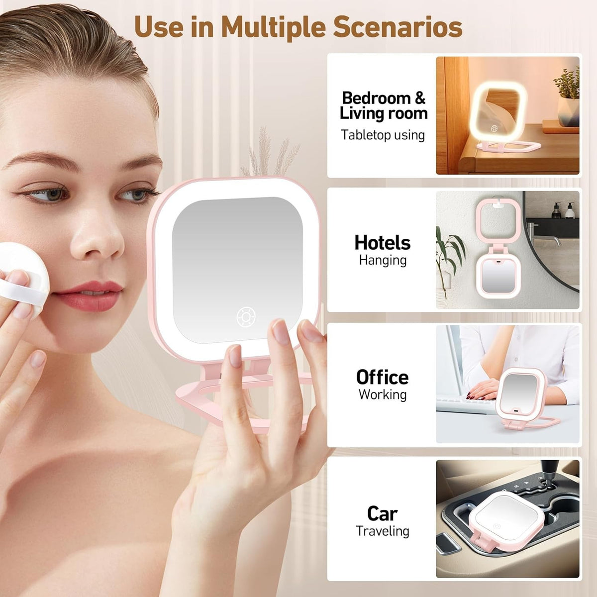 LED Lighted Makeup Mirror 30X Magnification with 3 Light Modes Portable