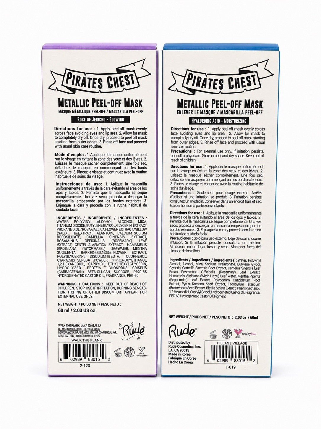 Metallic Peel-Off Face Mask 2 Pack - Purple & Blue 60ml