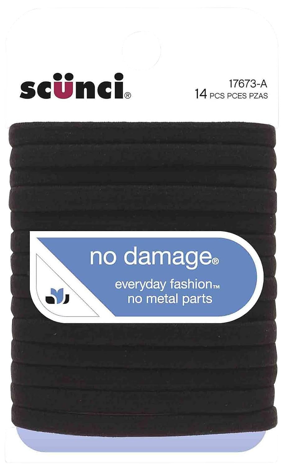 4 Pack Scunci No Damage Medium Hold Hair Ties, Black, 14 Ct