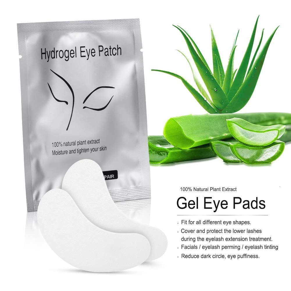 Eyelash Extension Gel Patches - 100 Pairs Under Eye Hydrogel Pads, Lint-Free