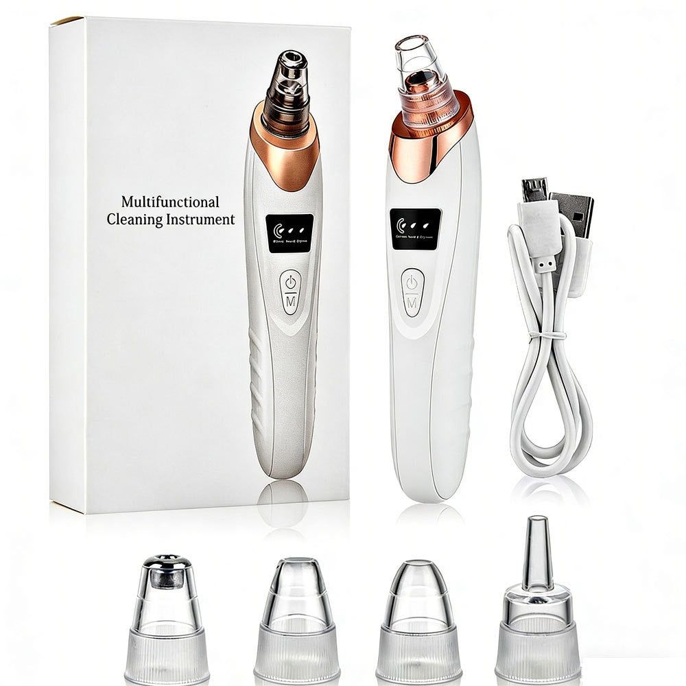 Rechargeable Blackhead Remover Pore Vacuum with 5 Suction Levels & 5 Heads