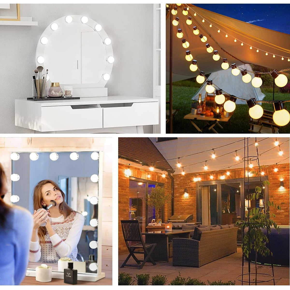 Hollywood Style LED Vanity Lights for Mirror with Dimmable Bulbs
