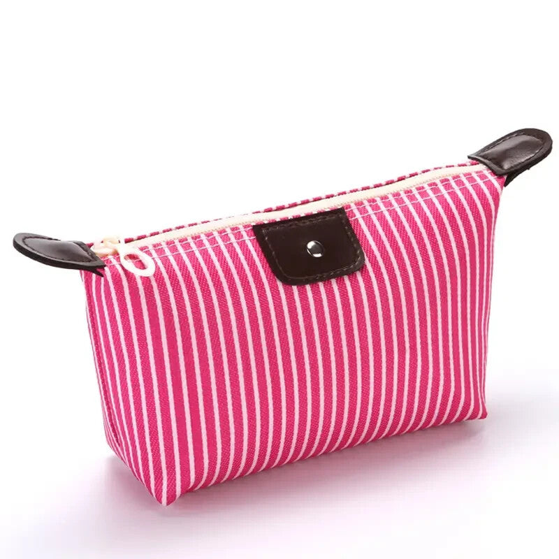 Waterproof Rose Striped Large Foldable Cosmetic Travel Bag for Makeup
