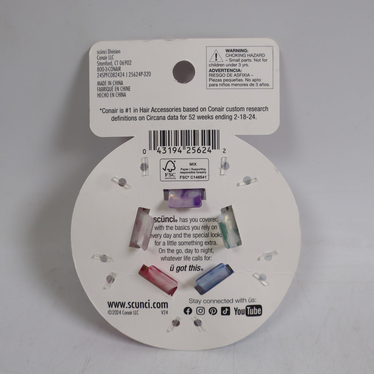 2 PACK Scunci By Conair Hello Springs Collection 5 PCS Claw Clips