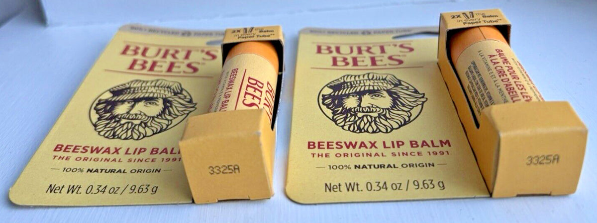 2 Pack Burt's Bees Beeswax Lip Balm in Paper Tube - Hydrating Natural Lip Care