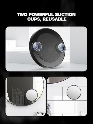 Portable 3-Size Magnifying Makeup Mirror Set with Suction Cups - Black