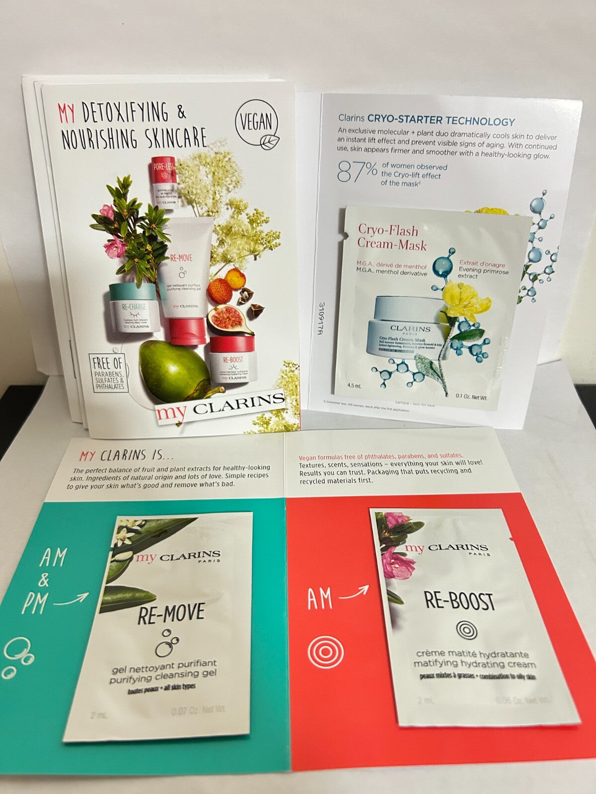 Clarins Purifying Cleansing Gel & Mattifying Hydrating Cream Sample Packs