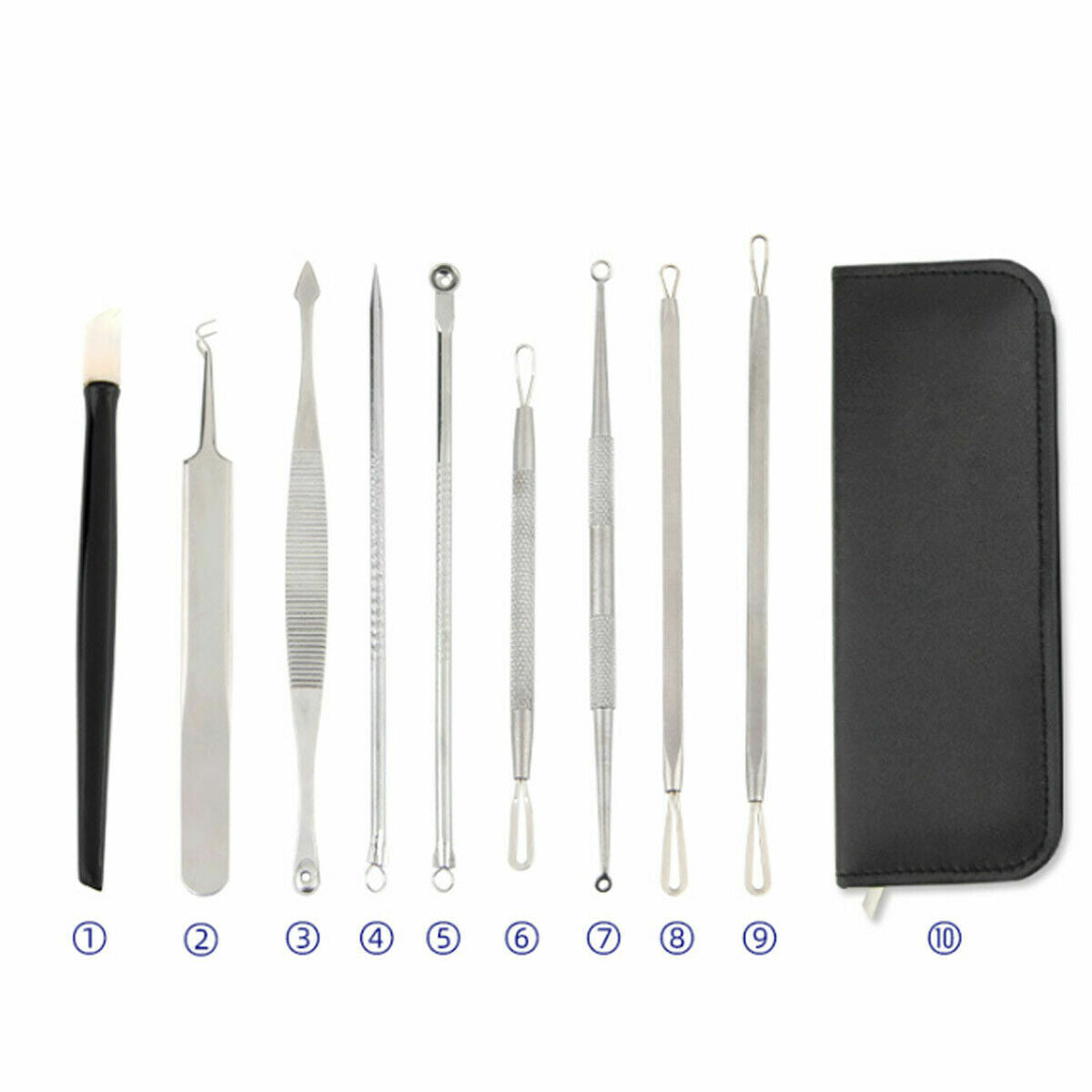 Blackhead Acne Removal Tool Kit - 9 Pcs Pimple Extractors & Comedone Pushers
