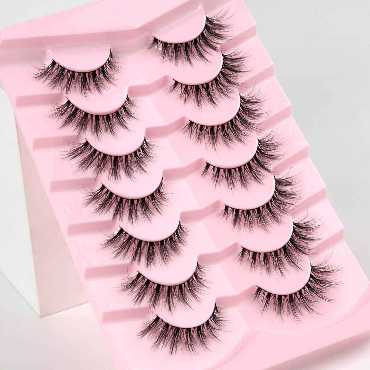 Natural Cat Eye Wispy False Eyelashes 15mm - 7 Pairs, Black