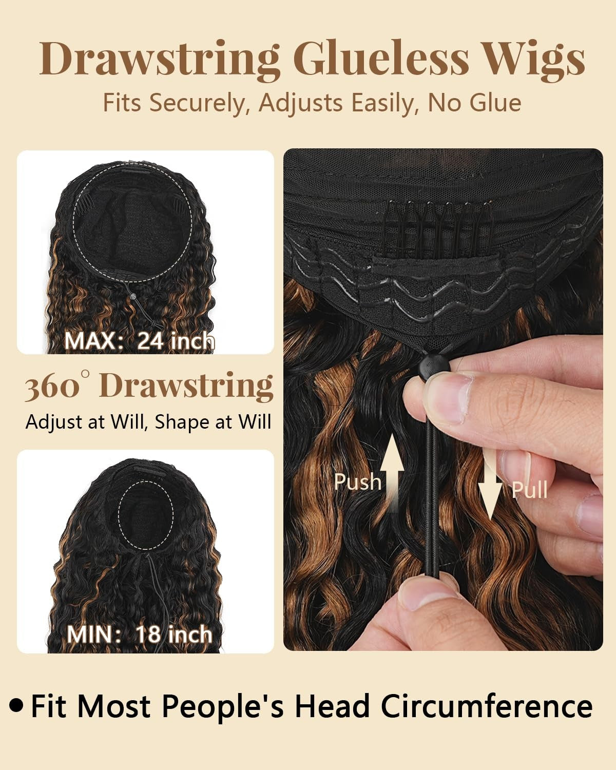 Burmese Curly Half Wig 26 Inch Ombre Auburn Human Hair Natural Look