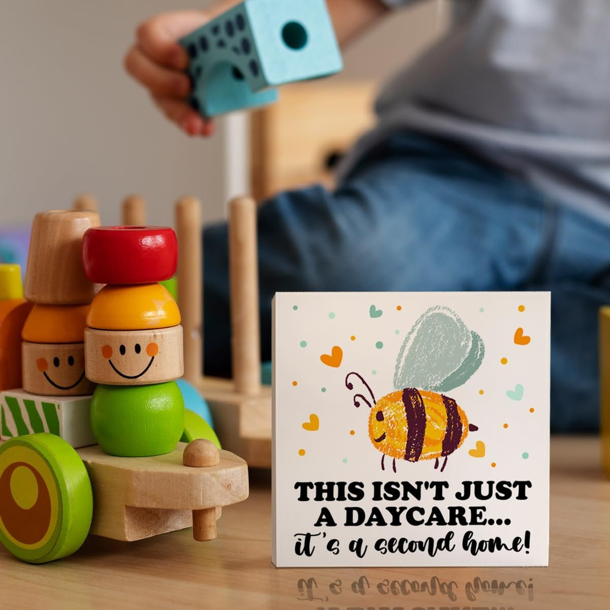 Wooden Appreciation Sign for Daycare Providers - Gratitude Gift for Babysitters & Teachers