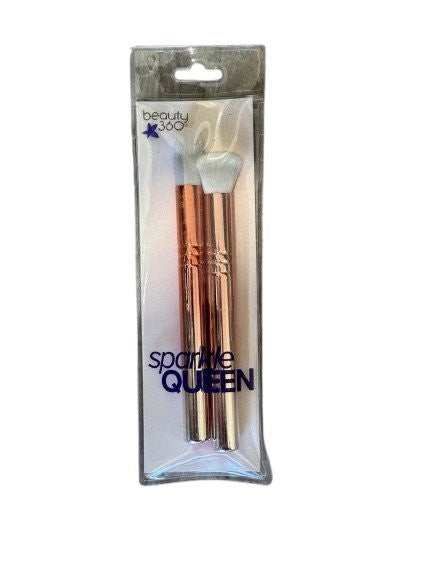 Makeup Brush Duo - Face Blending & Highlighting Brushes, Rose Gold Handles