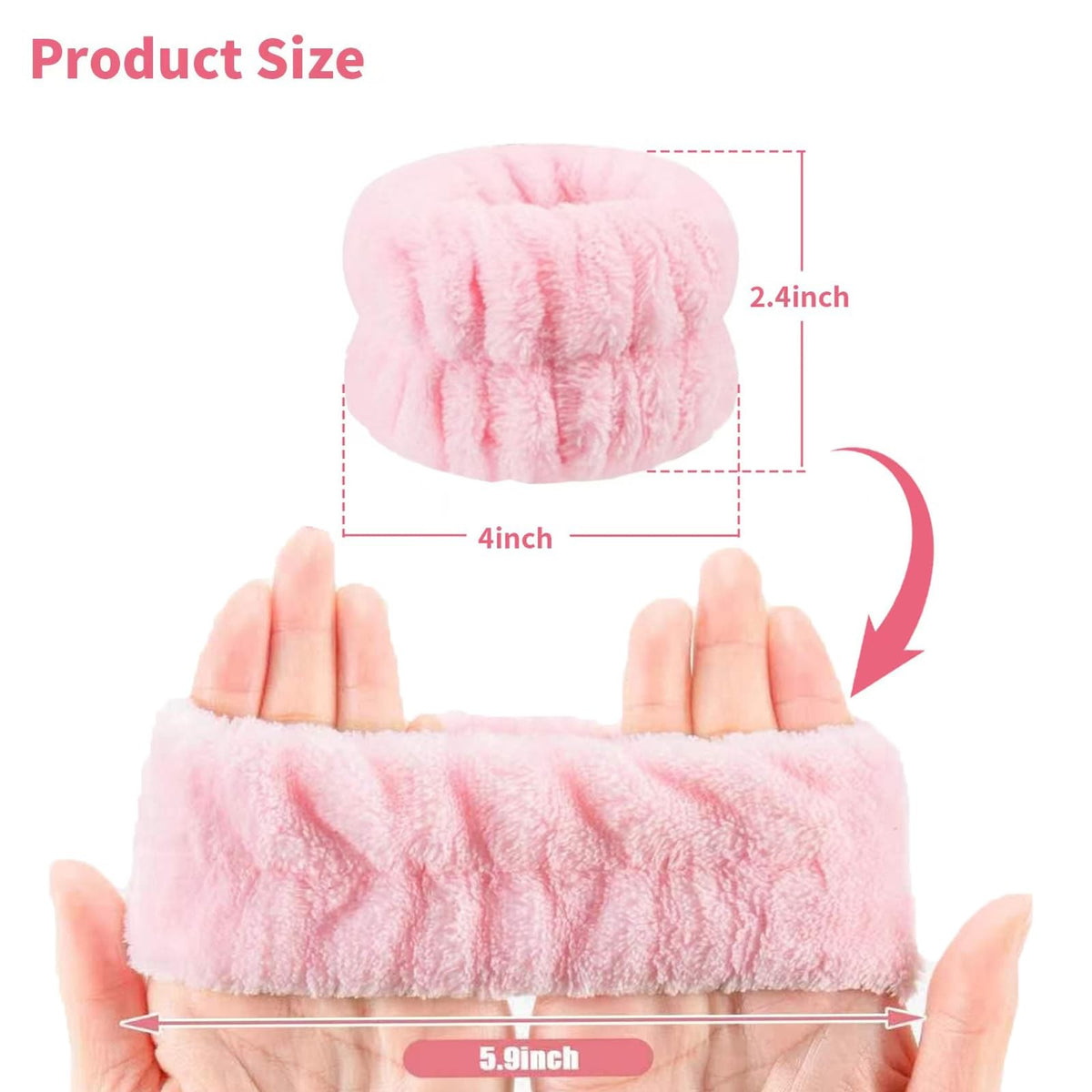 8Pcs Microfiber Face Washing Wristbands Spa Absorbent Headbands
