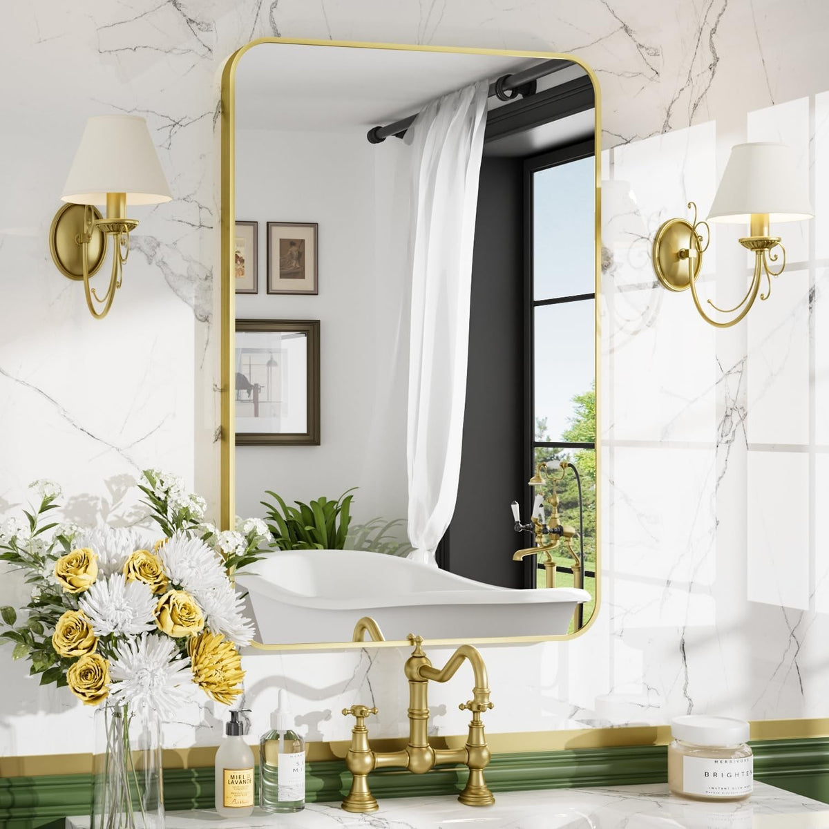 16x24 Matte Black Wall-Mounted Bathroom Mirror Rectangle Vanity