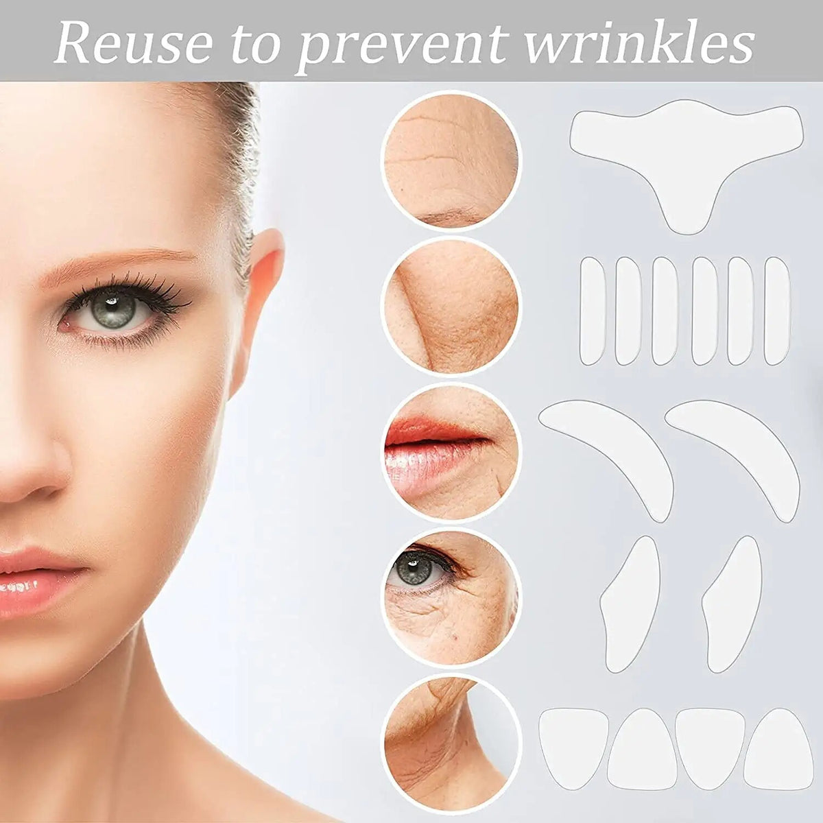 Silicone Anti-Wrinkle Face & Eye Patches Set - Reusable Skin Care