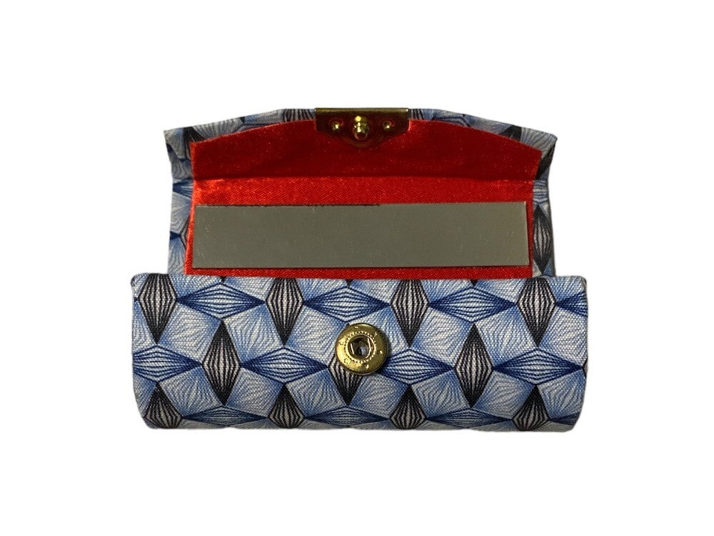 Colorful Diamond Pattern Lipstick Case with Mirror - Compact & Secure