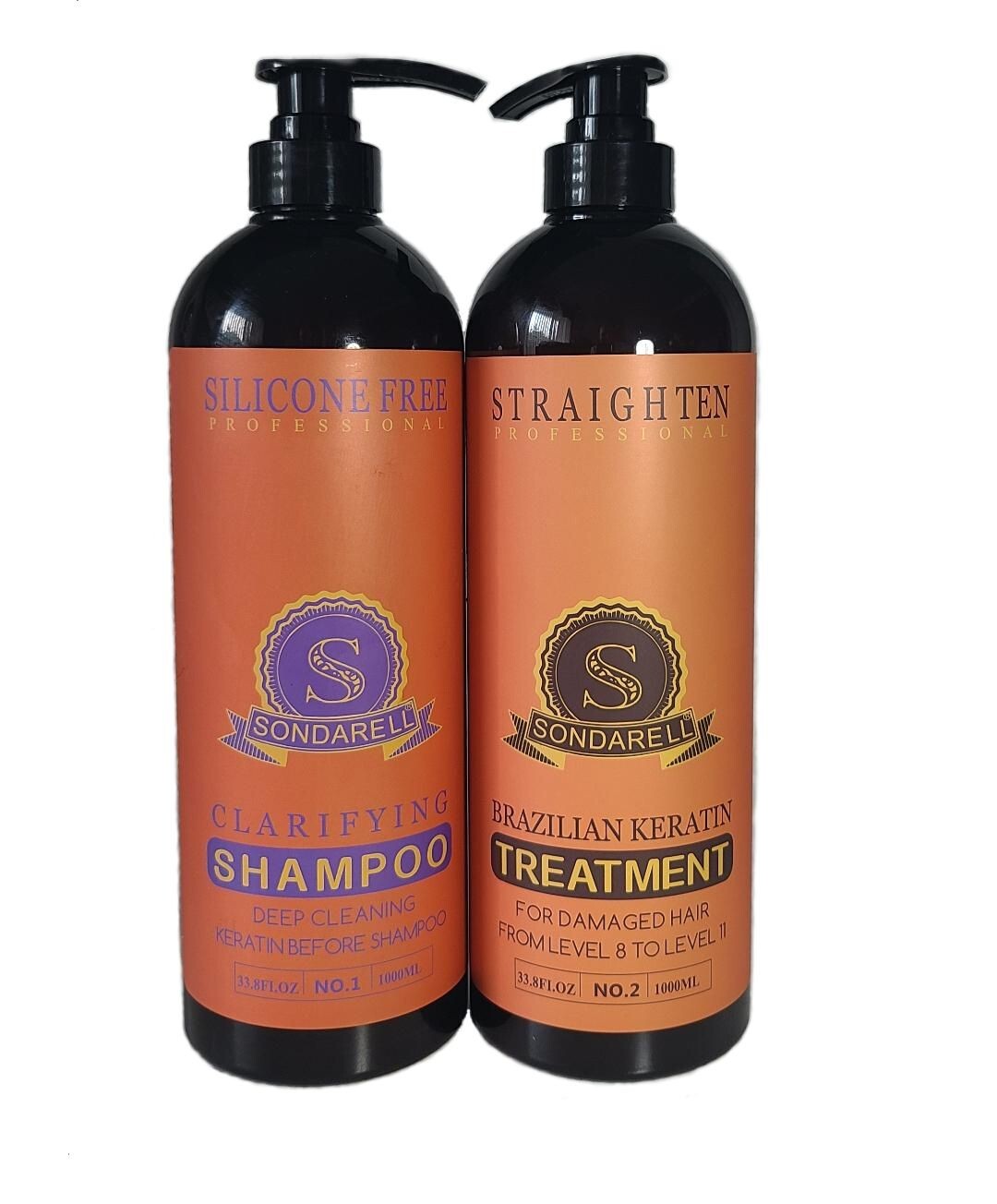 Brazilian Keratin Hair Treatment for All Hair Types with Free Clarifying Shampoo 33.8 oz