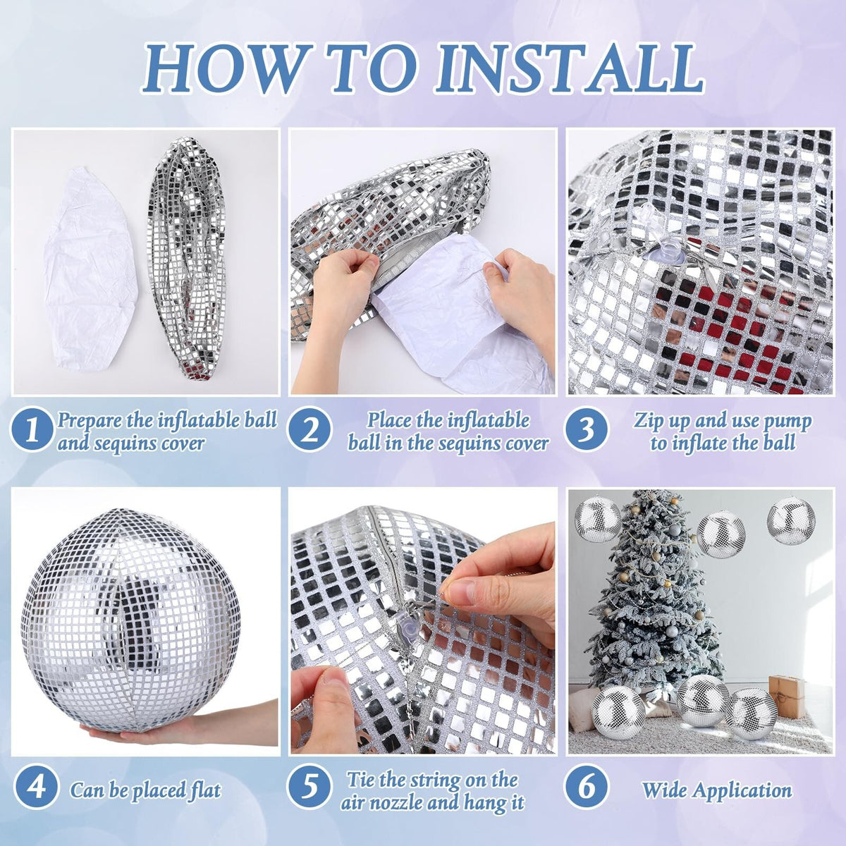 Inflatable Disco Ball Set - 11 Inch Folding Mirror Decor for Parties & Events