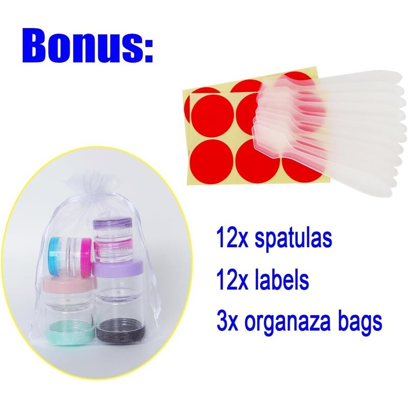 15g Empty Plastic Jars with Screw Lids for Makeup Samples and Storage - 12 Pack