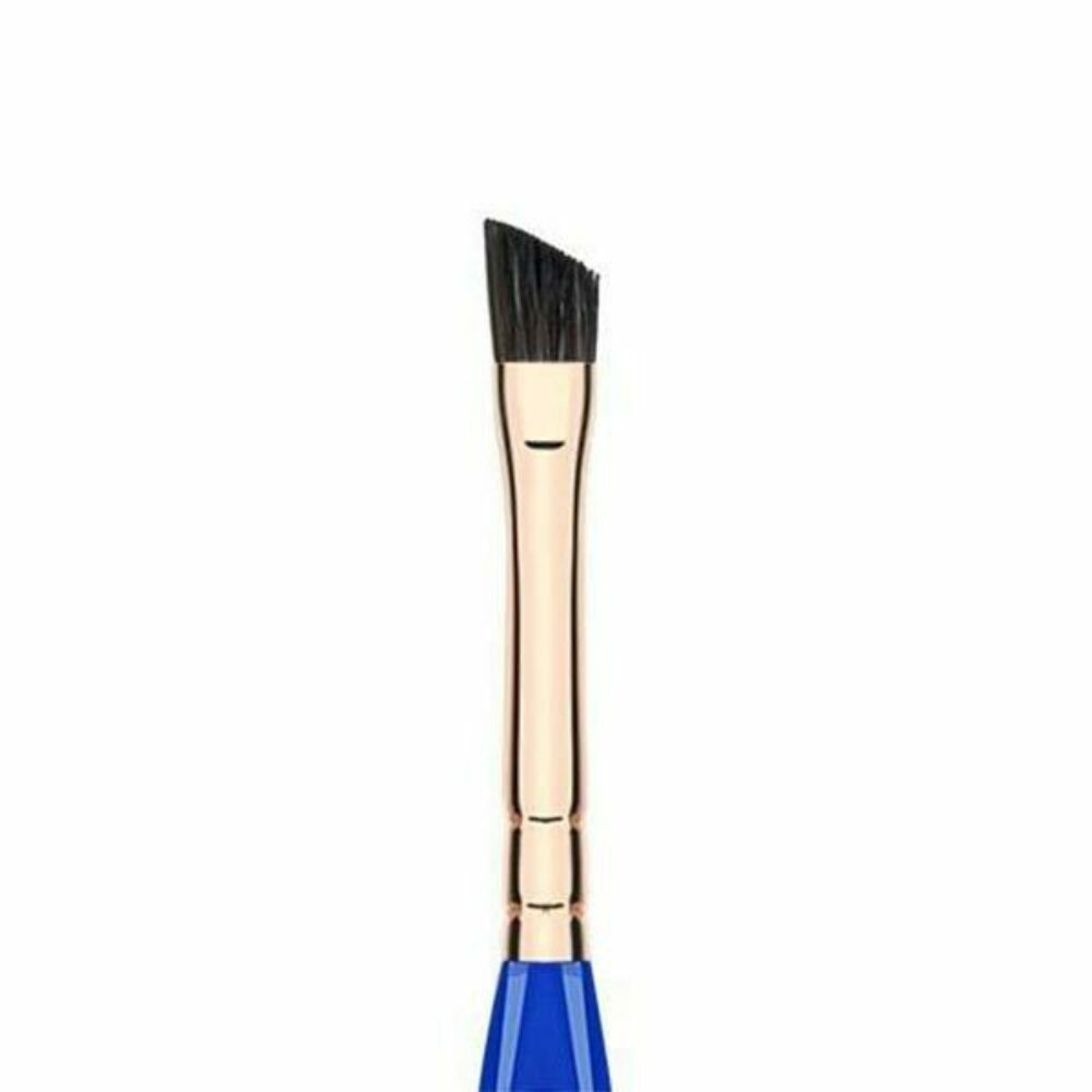 Angled Brow Makeup Brush - Vegan Synthetic Bristles, Rose Gold Handle