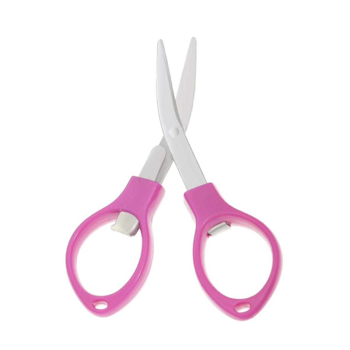 Foldable Safety Scissors Pack of 2 - Pocket Travel Knife with Sharp Blade (Rose)