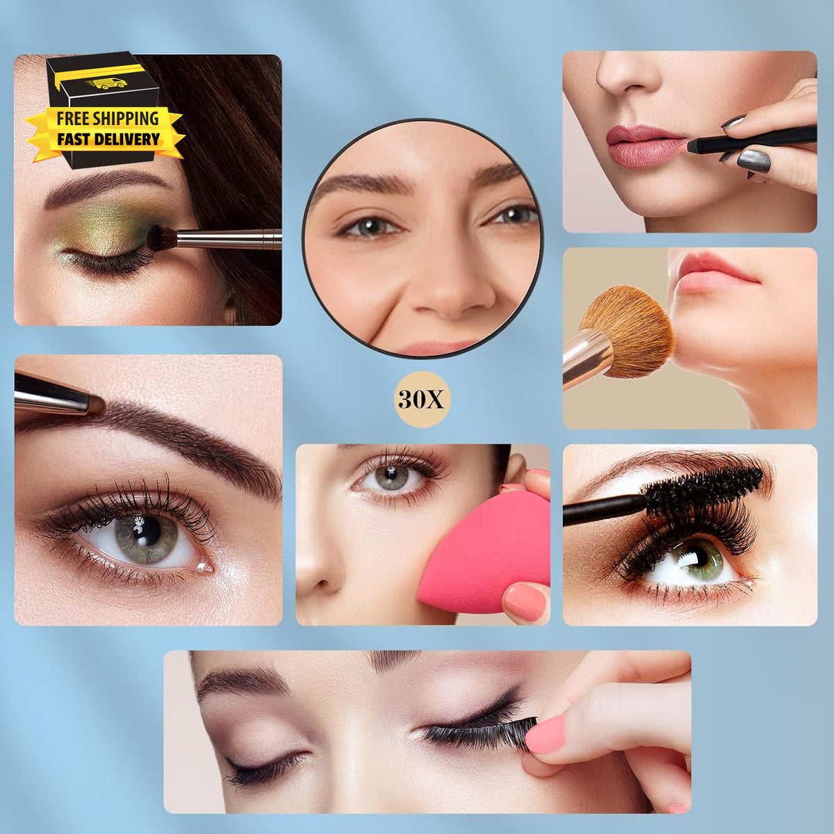 30X Magnifying Makeup Mirror - 4.5 Inch Handheld Travel & Wall Mount