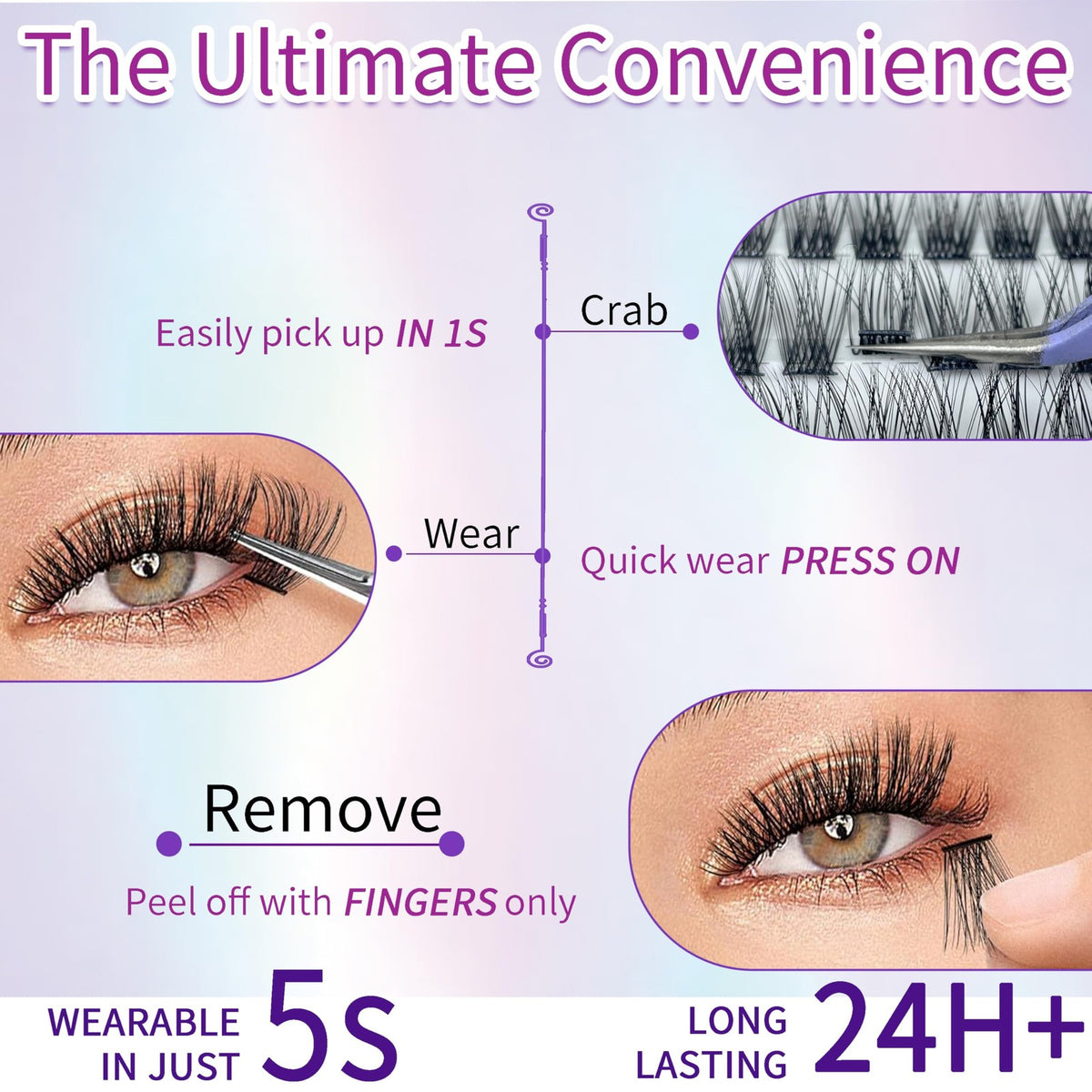 Self Adhesive Eyelash Clusters 10-18mm with Bottom Lashes - Natural Look Pack of 106