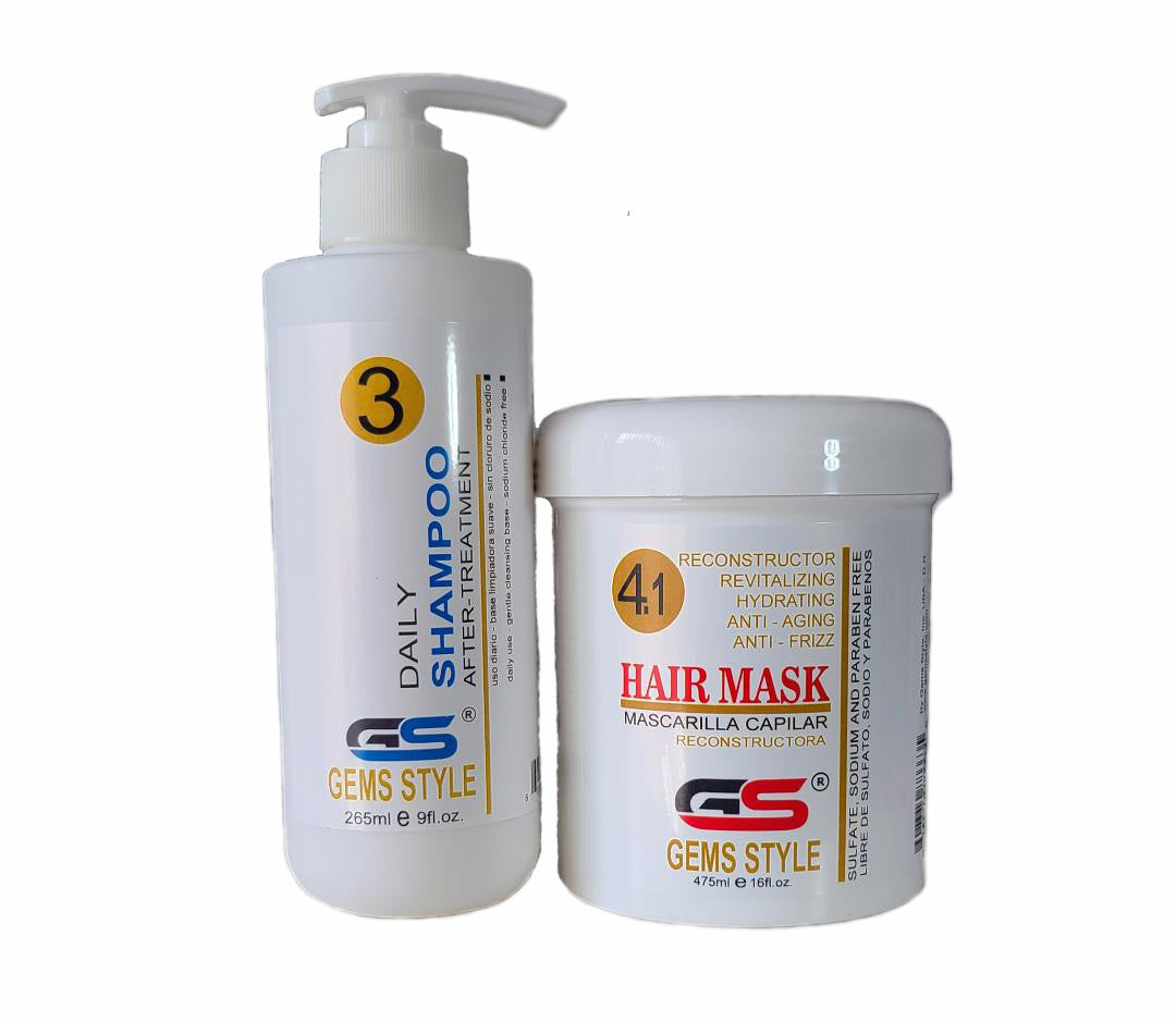 Hair Repair Mask and Sulfate-Free Shampoo Set for Damaged Hair - Keratin Care