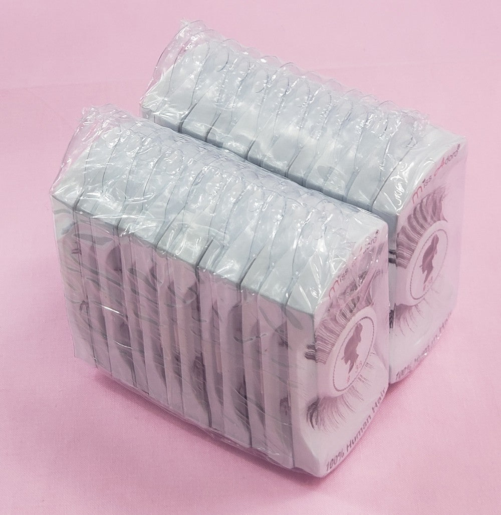 Human Hair False Eyelashes Style 38 - Natural Touch, Handmade, 12 or 24 Pack