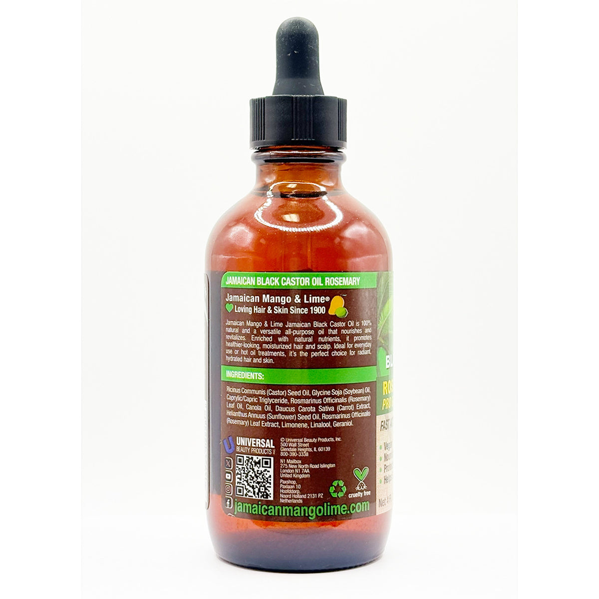 Black Castor Oil with Rosemary for Hair & Skin - 4oz Natural Moisturizer