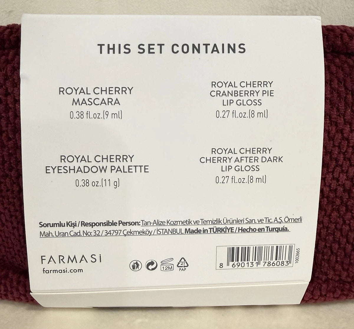 Farmasi Royal Cherry Makeup Set with Eyeshadow Palette, Mascara & Lip Glosses