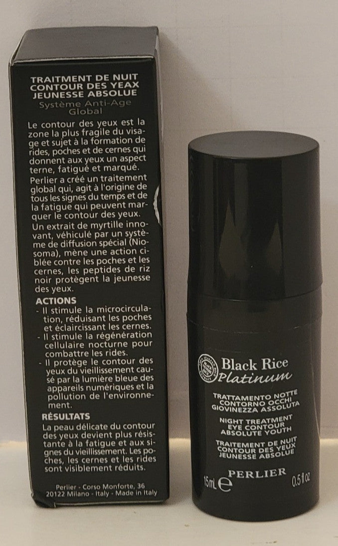 Night Eye Cream for Youthful Skin - Black Rice Platinum Treatment 0.5oz