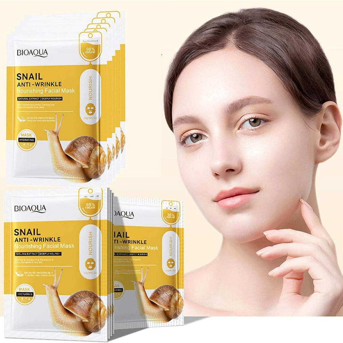 Facial Mask Set Moisturizing Anti-Wrinkle 5pc - Snail