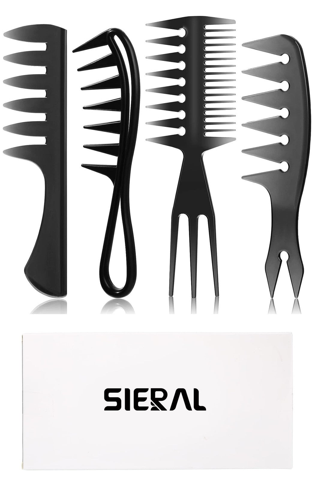 Hair Styling Comb Set - Wide Tooth Textured Combs for Curly & Thick Hair