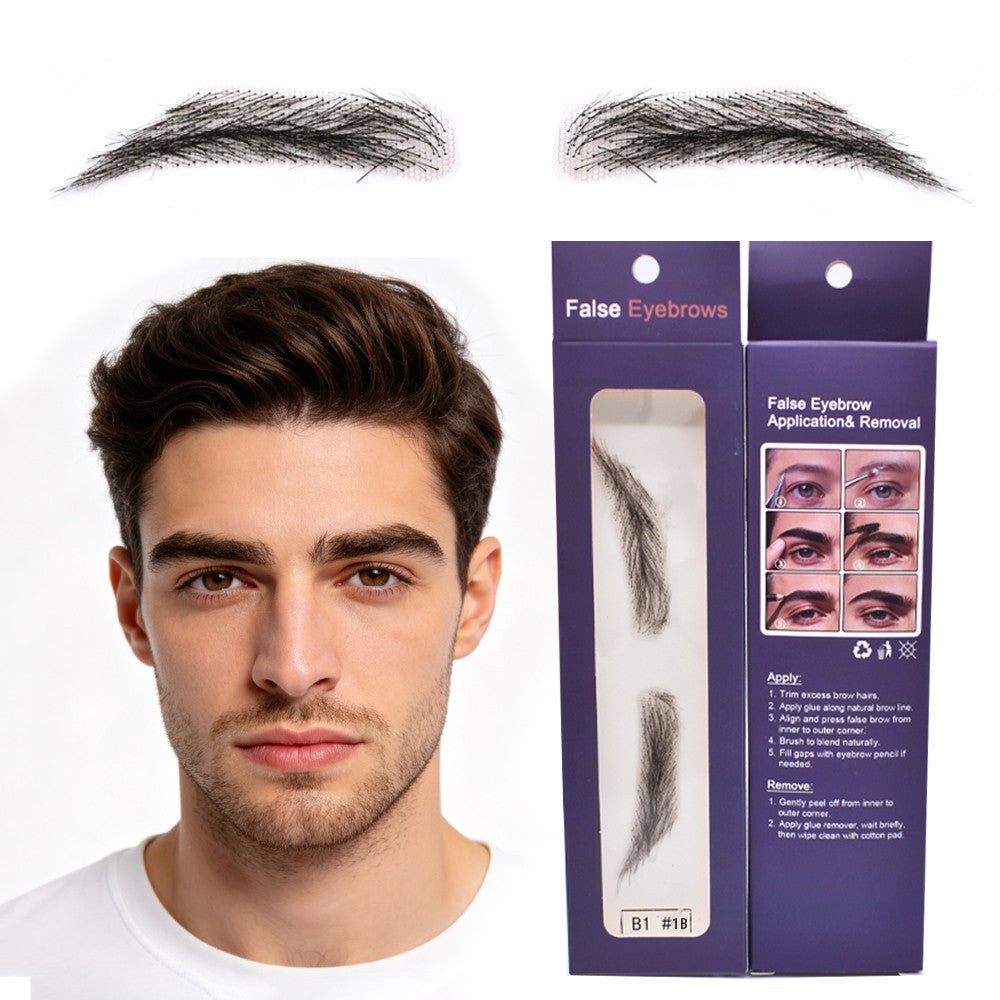 Human Hair Eyebrow for Men - Handmade Natural-Look Lace False Brow