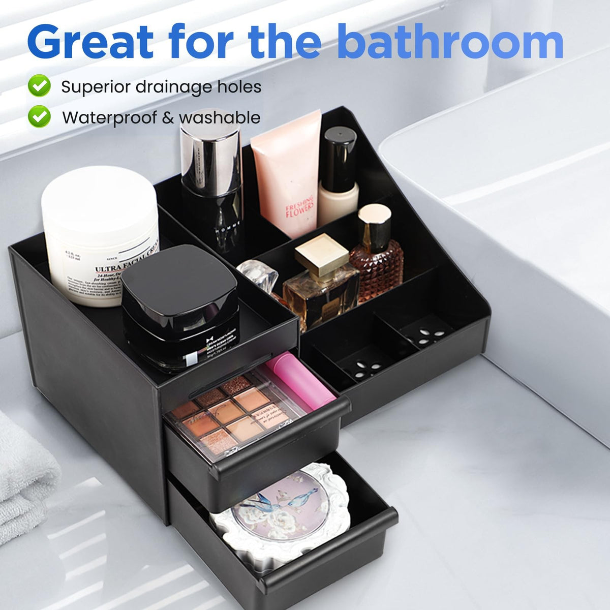 Men's Cologne Organizer Stand with 7 Compartments & Drawers