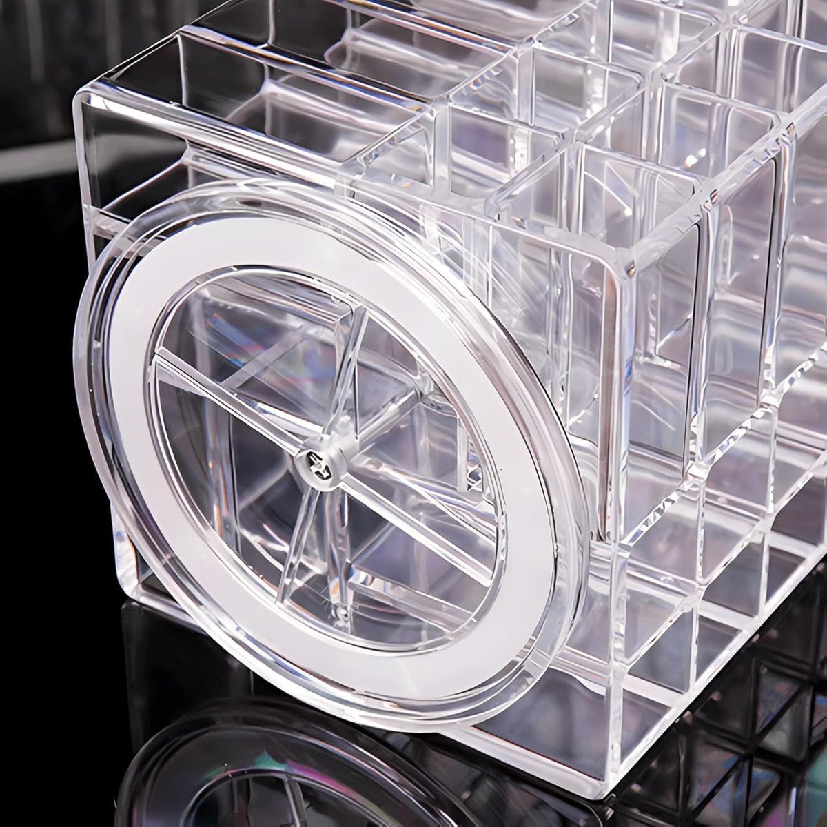 360 Degree Spinning Lipstick Organizer Holder with 53 Slots, Clear Acrylic