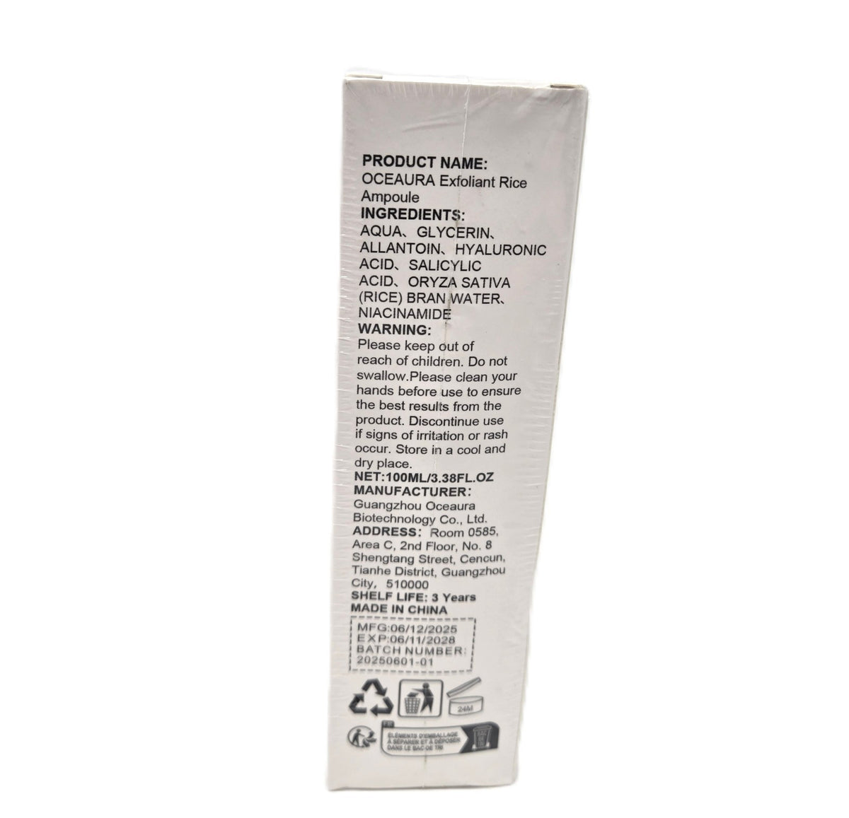 Oceaura Rice Skin Brightening Facial Hydrating Exfoliating Serum -