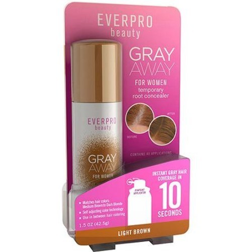 Gray Away Temporary Hair Color Root Concealer Spray - Light Brown (2 Pack)