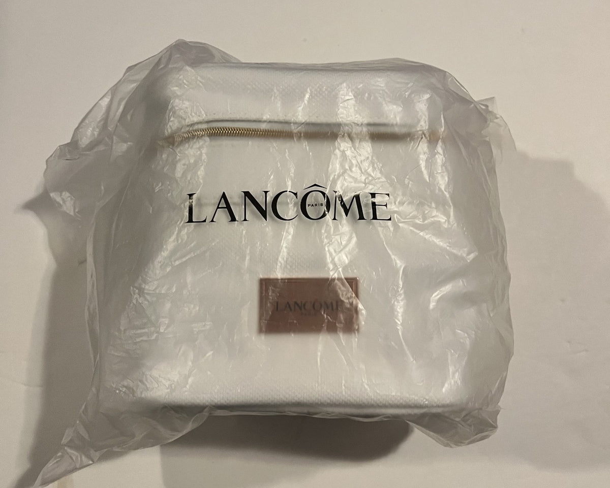 Lancôme White Cosmetic Bag with Samples – Luxury Toiletry Organizer