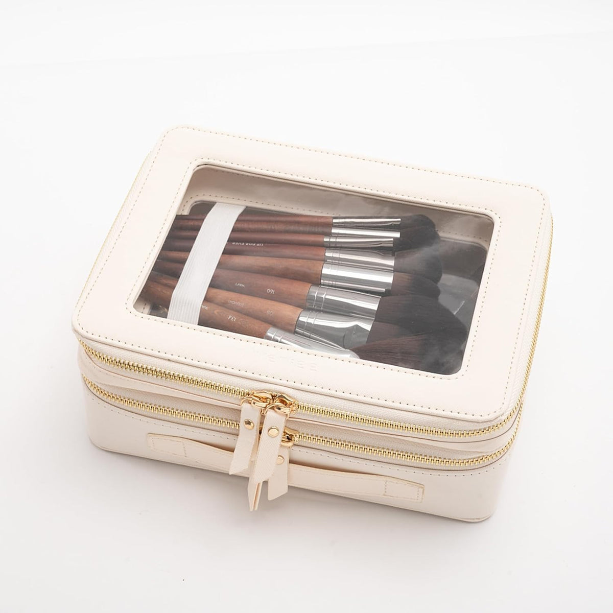 Clear Double Layer Makeup Bag with Leather Travel Case