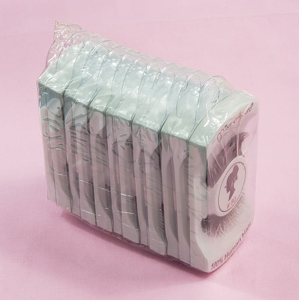 12 Pack Human Hair False Eyelashes Style 80 Natural Touch Handmade
