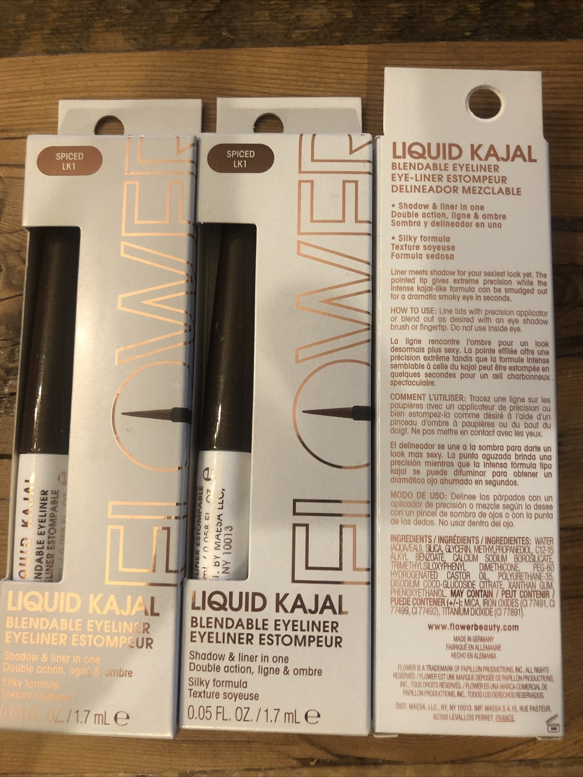 Flower Beauty Liquid Kajal Eyeliner & Shadow Set 3 Pack Spiced LK1