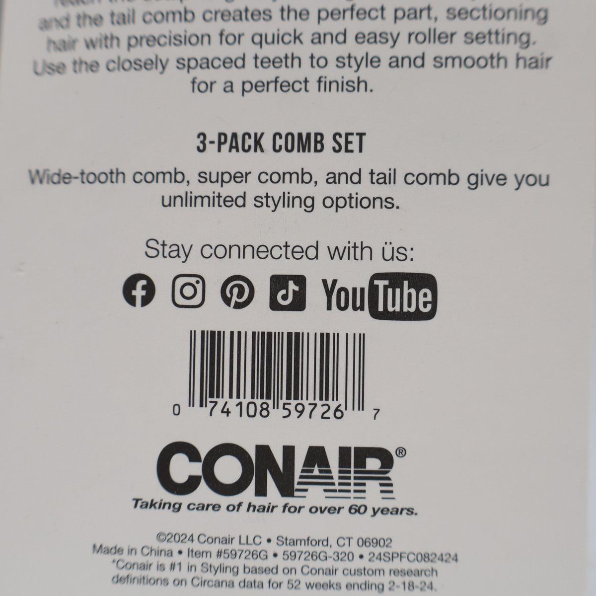 2 Pack Hair Comb Set for Detangling and Styling - Blue
