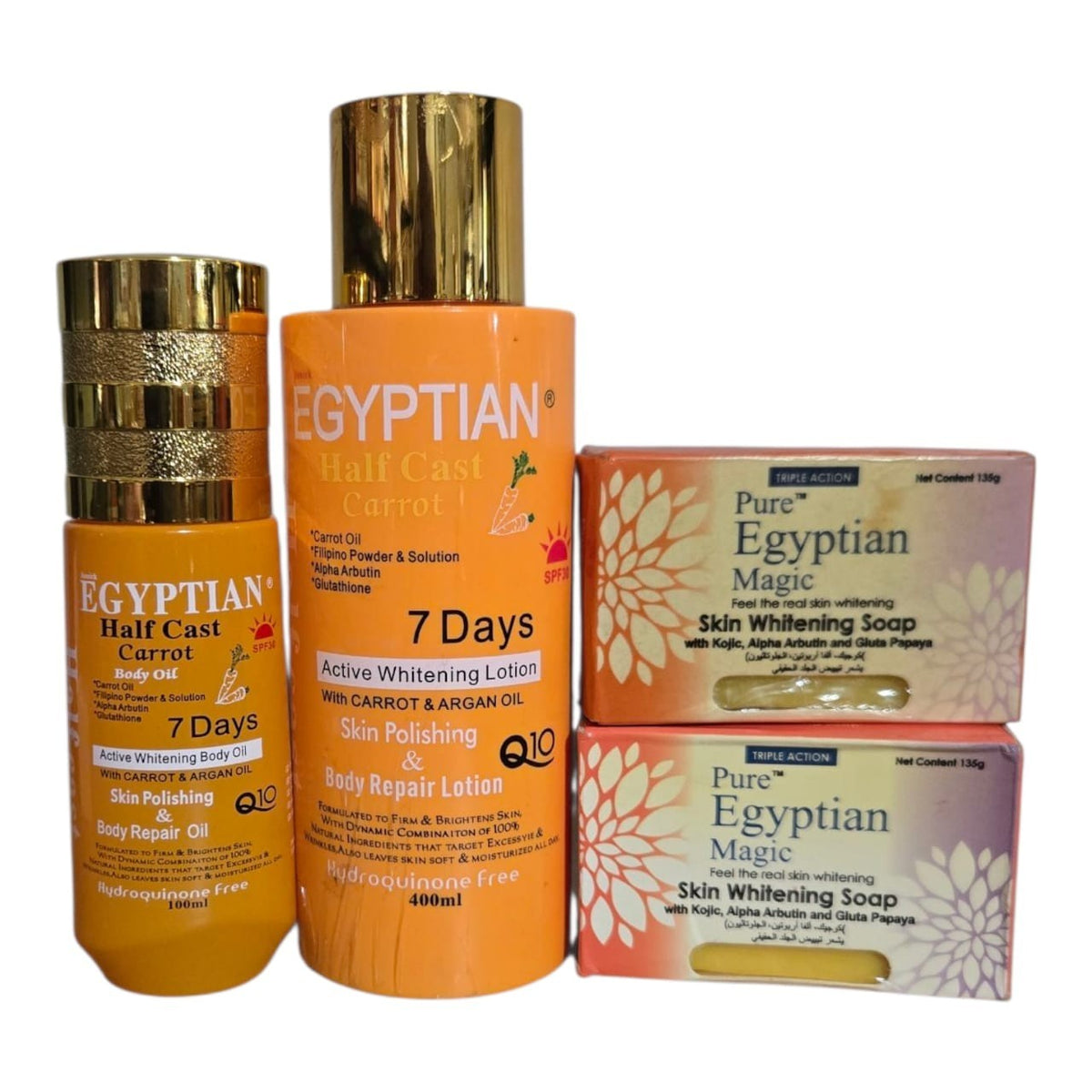 Egyptian Brightening Carrot Lotion Serum & Soap Set - Firming Skin Care