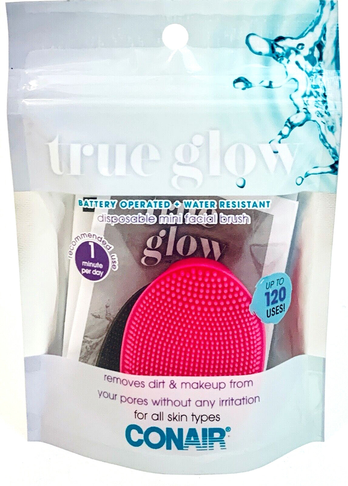 Disposable Mini Facial Brush for Dirt & Makeup Removal - Conair True Glow